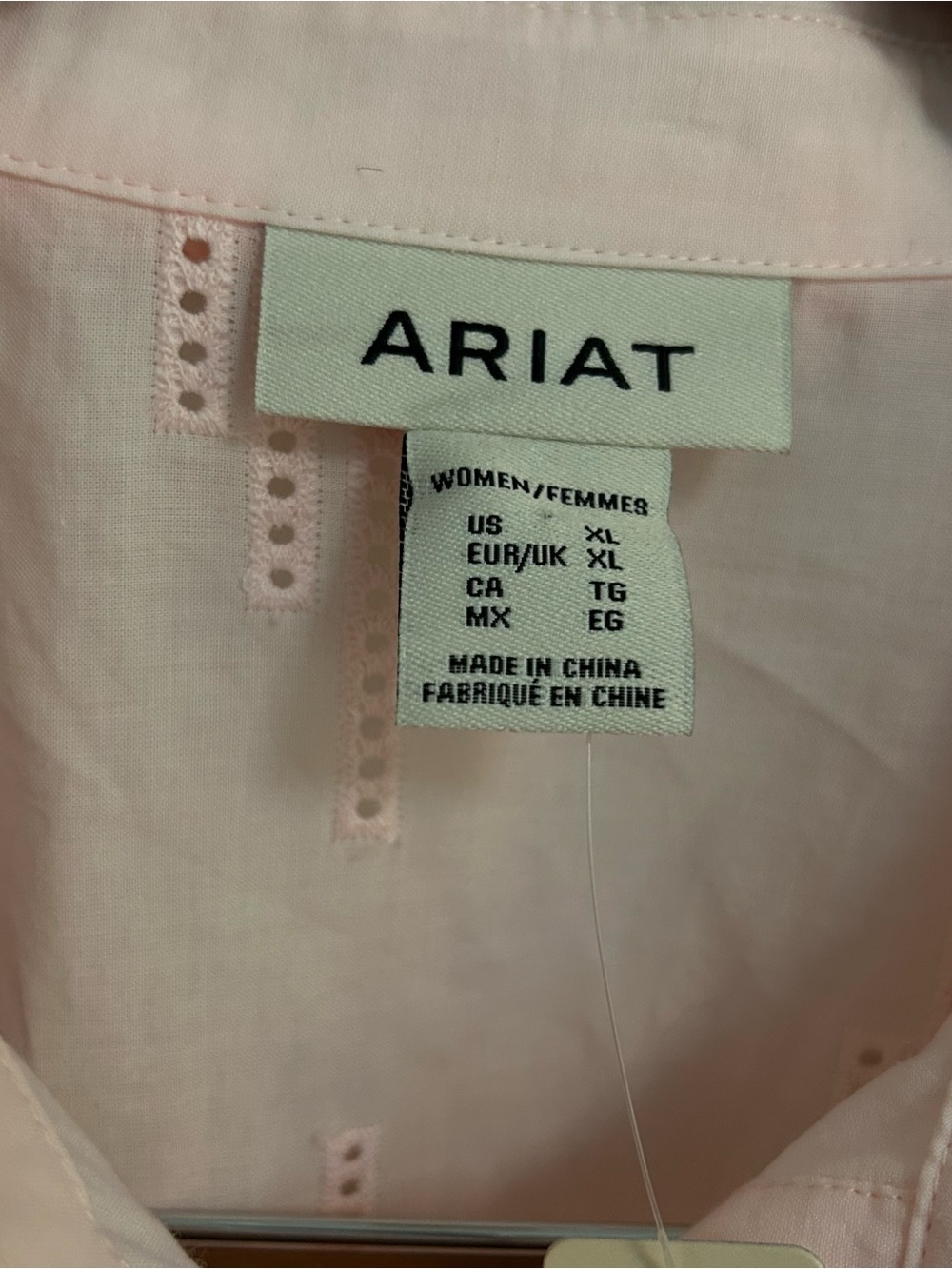 Ariat Eyelet Button Down Shirt Women’s XL Pink Coastal Cowgirl Long Sleeve NWT - Picture 2 of 10